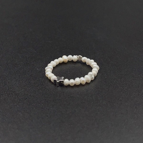 Кільце "Стар" перли, гематит 0039