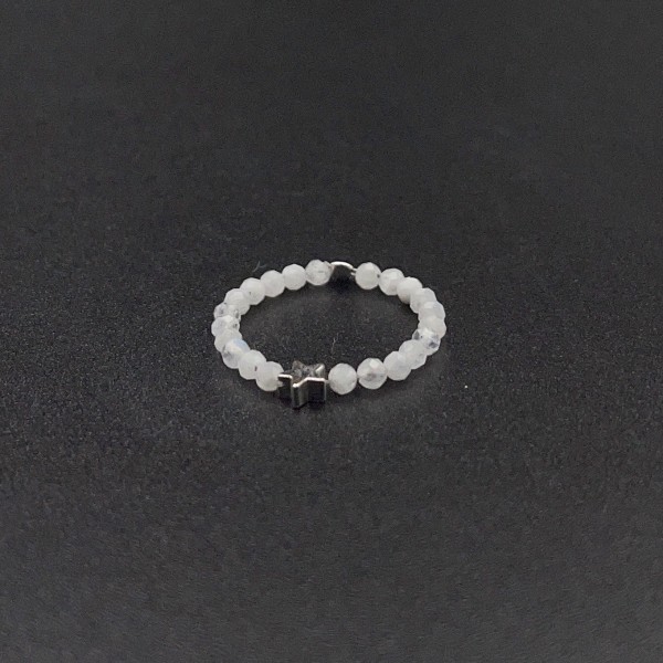 Кольцо "Эос" лунный камень адуляр, гематит 0027